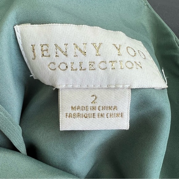 Jenny Yoo BHLDN Ari Bridesmaid Dress Flutter sleeve Gown in Eucalyptus Green 2 - Picture 8 of 11